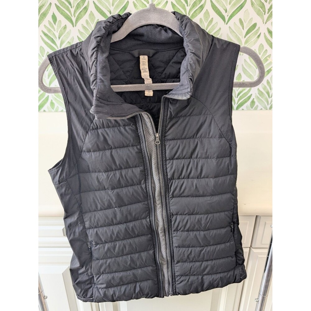 lululemon athletica Black Quilted Packable Vest 10 Double Zipper Puffer Sporty - Picture 4 of 11